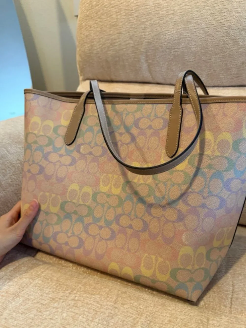 Coach Rainbow Signature Canvas Tote Bag